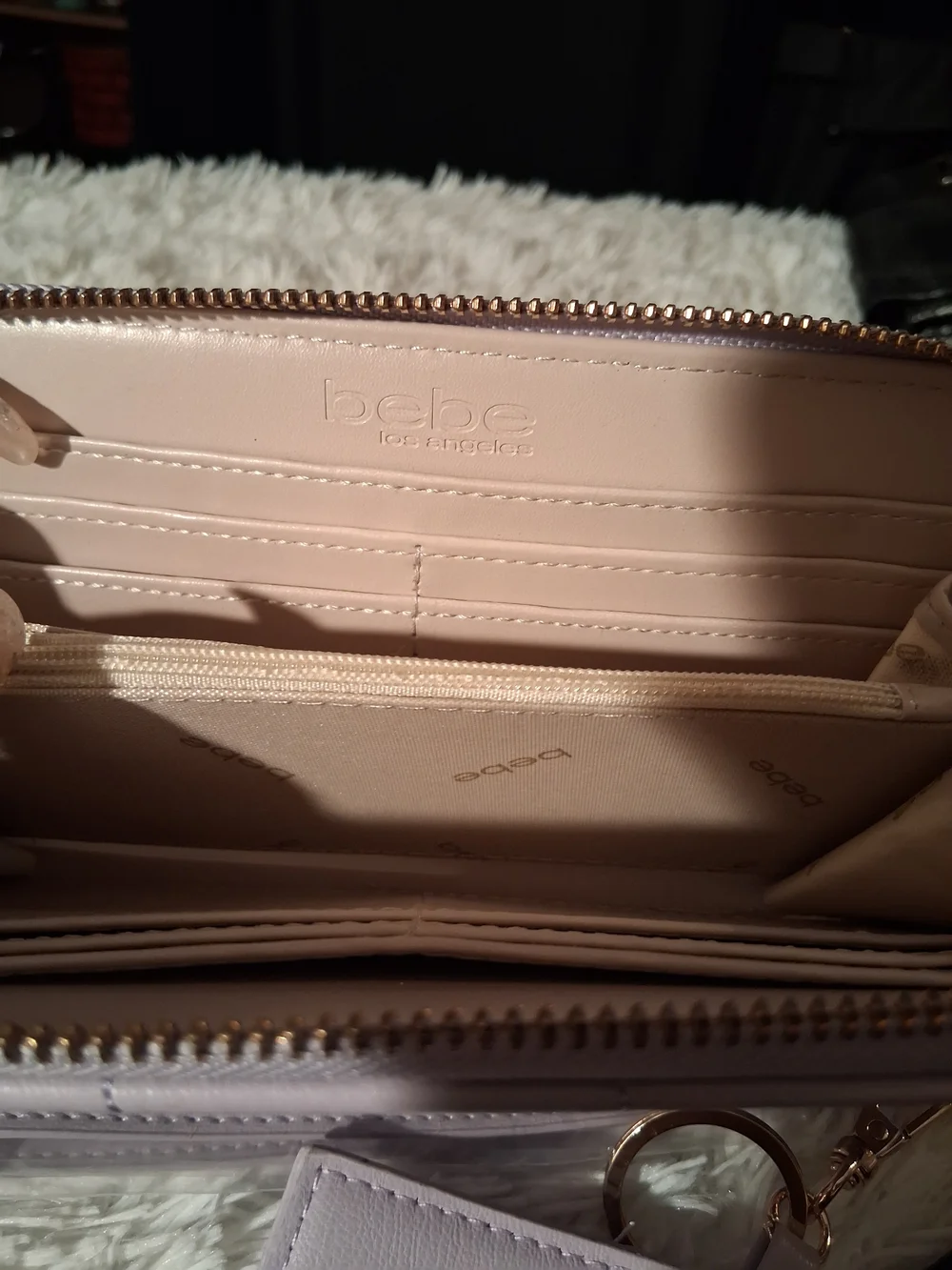 bebe Quilted Lavender Wallet 2pc